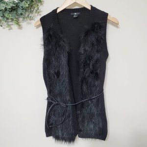 H&M • Black Knit Faux Fur Vest